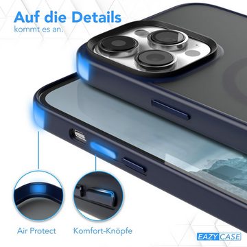 EAZY CASE Handyhülle Outdoor Case MagSafe für Apple iPhone 14 Pro Max, Handyhülle stoßfest Silikon Case Etui Outdoorcase kratzfest Dunkelblau