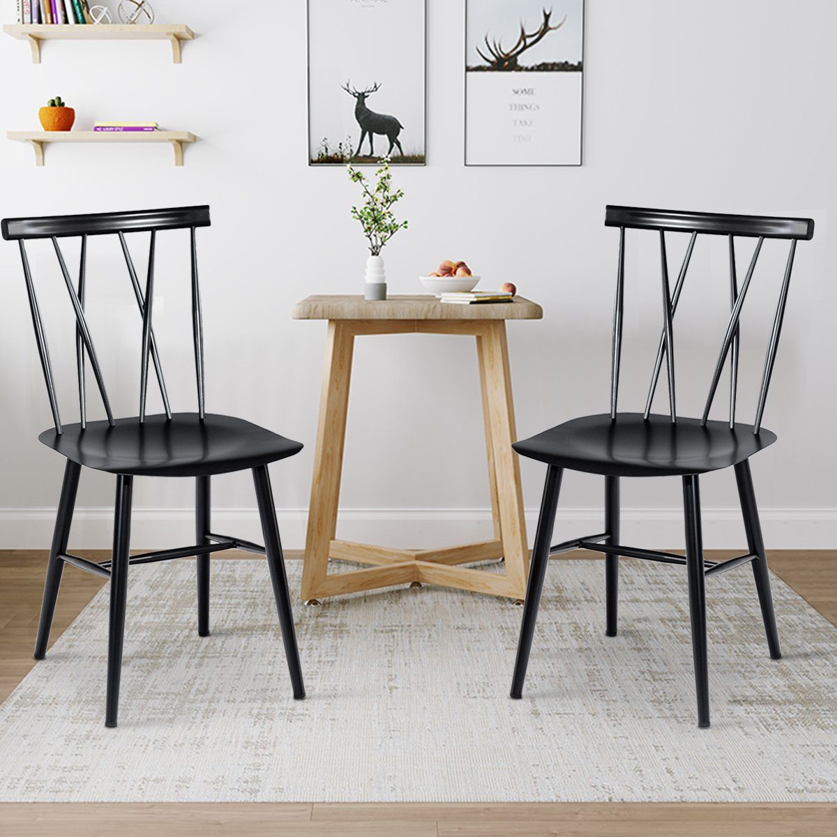 COSTWAY Esszimmerstuhl, 2er Set,Metall,mit Rückenlehne günstig online kaufen
