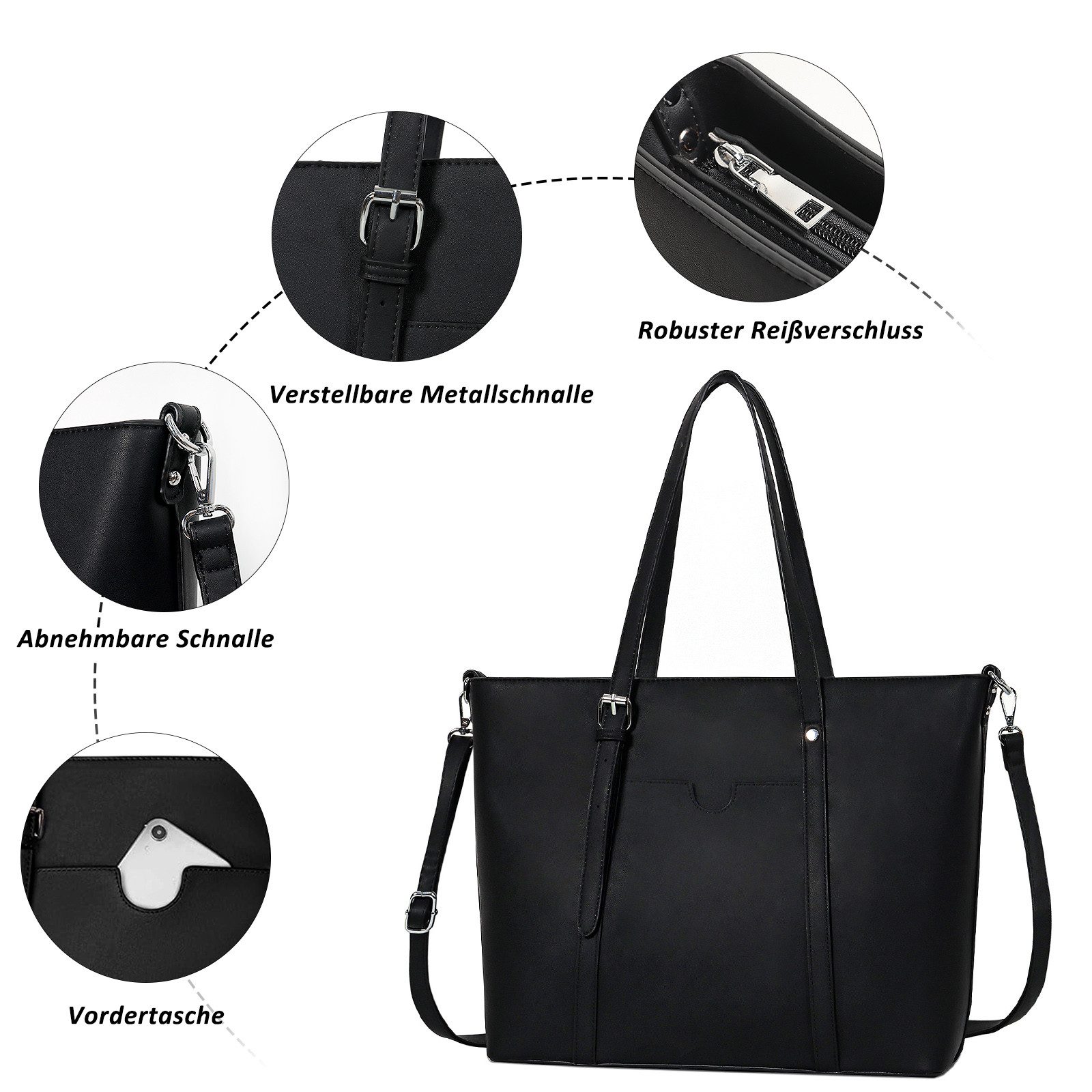 TAN.TOMI Handtasche Handtasche Damen Shopper Damen Groß Wasserdicht Laptop Tasche Damen, 15.6 Zoll Arbeitstasche Umhängetasche für Business Arbeit Büro Schule