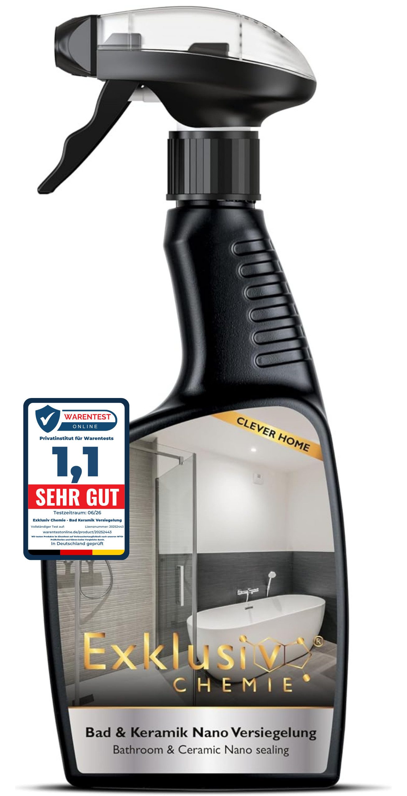 Exklusiv Chemie GmbH Bad Keramik Versiegelung Badreiniger (1x 500ml Lotuseffekt, Schmutzabweisender Abperleffekt)