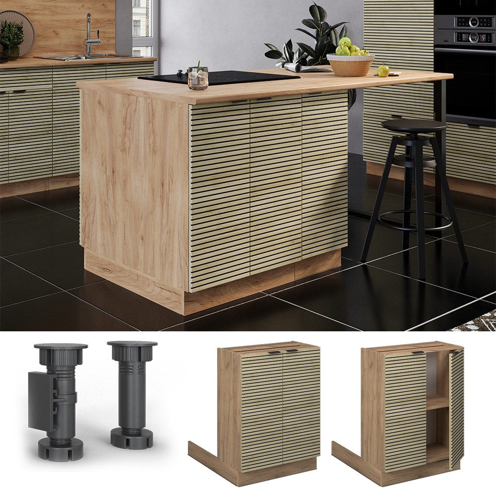 Vicco Unterschrank Fame-Line, Eiche Paneel/Goldkraft Eiche, günstig online kaufen