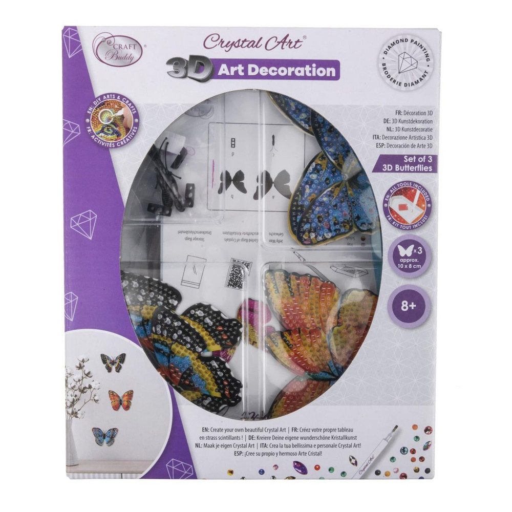 CRAFT Buddy Kreativset Crystal Art 3D - Schmetterling - 3er Set