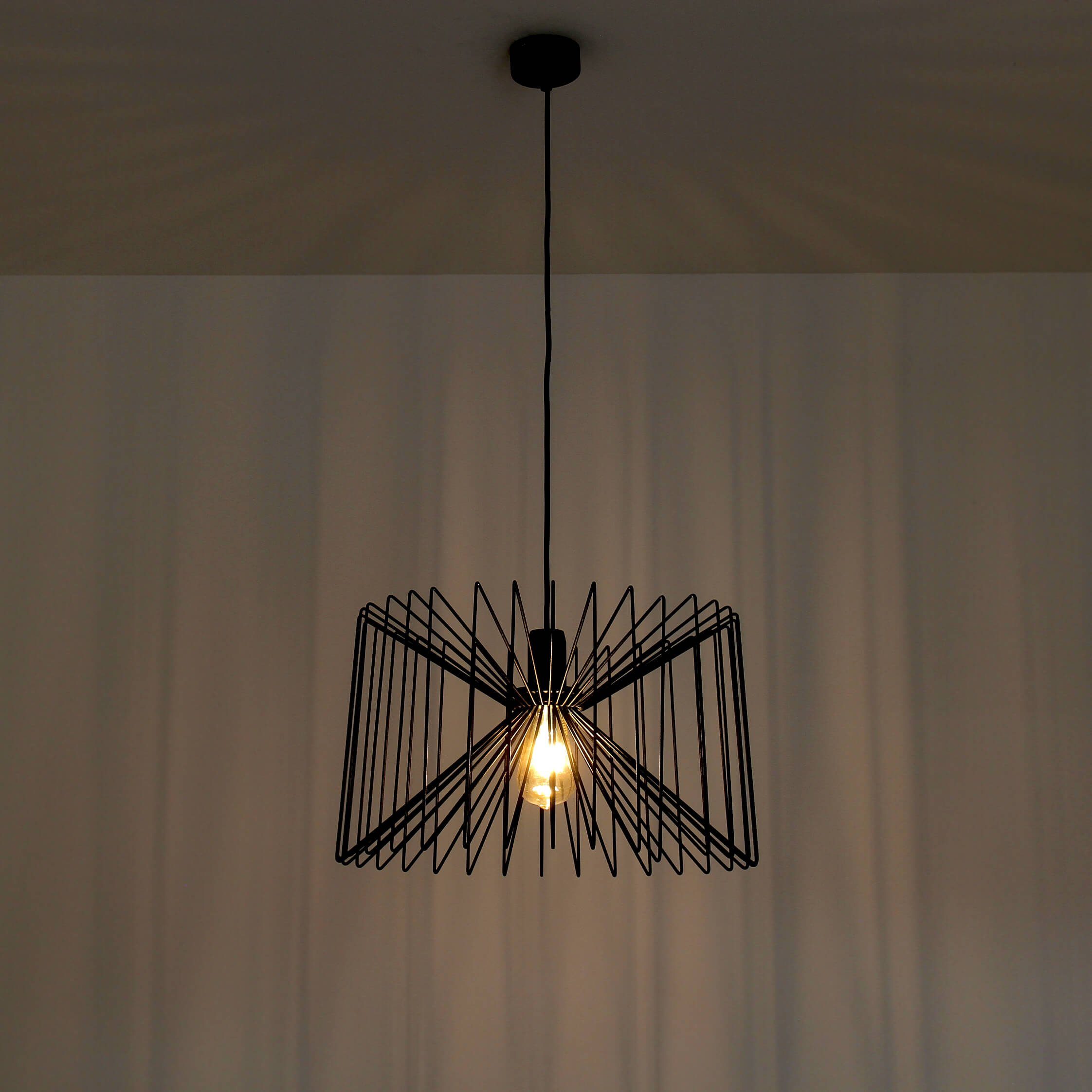 Licht-Erlebnisse Pendelleuchte NESS, ohne Leuchtmittel, Hängelampe Schwarz lackierter Stahl E27 Vintage Küche