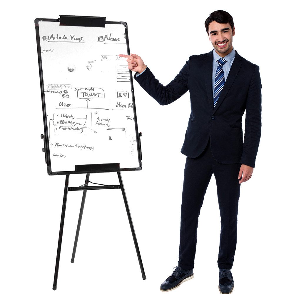 JEOBEST Magnettafel Dreibein Whiteboards mit Ständer 70 x 100 cm Standtafel, Höhenverstellbar, Trocken Abwischbare,für Zuhause Schule Büro