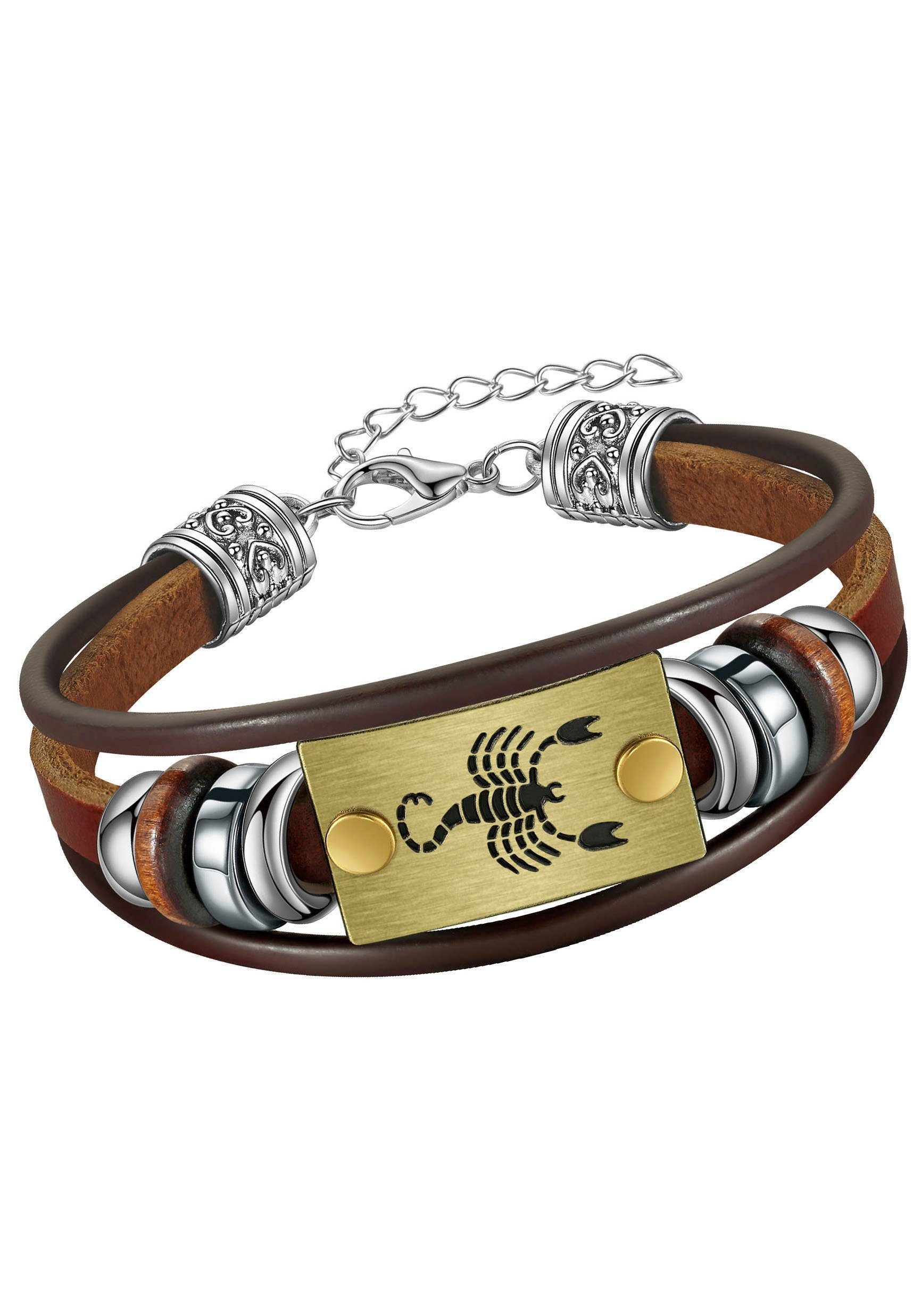 Firetti Armband Schmuck Geschenk Armschmuck Armkette Edelstein Sternzeichen, Made in Germany - mit Hämatit - mit Holzimitat