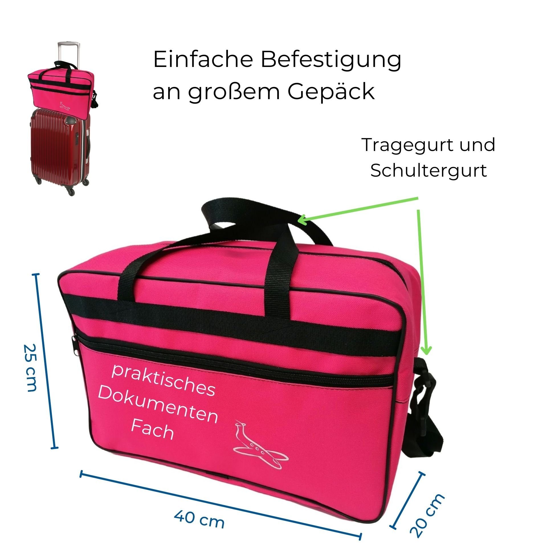 Koffer 20 Reisetasche 40 cm HANDGEPÄCK, Rosa x Aves-24 Bordcase Reise x 25 REISETASCHE