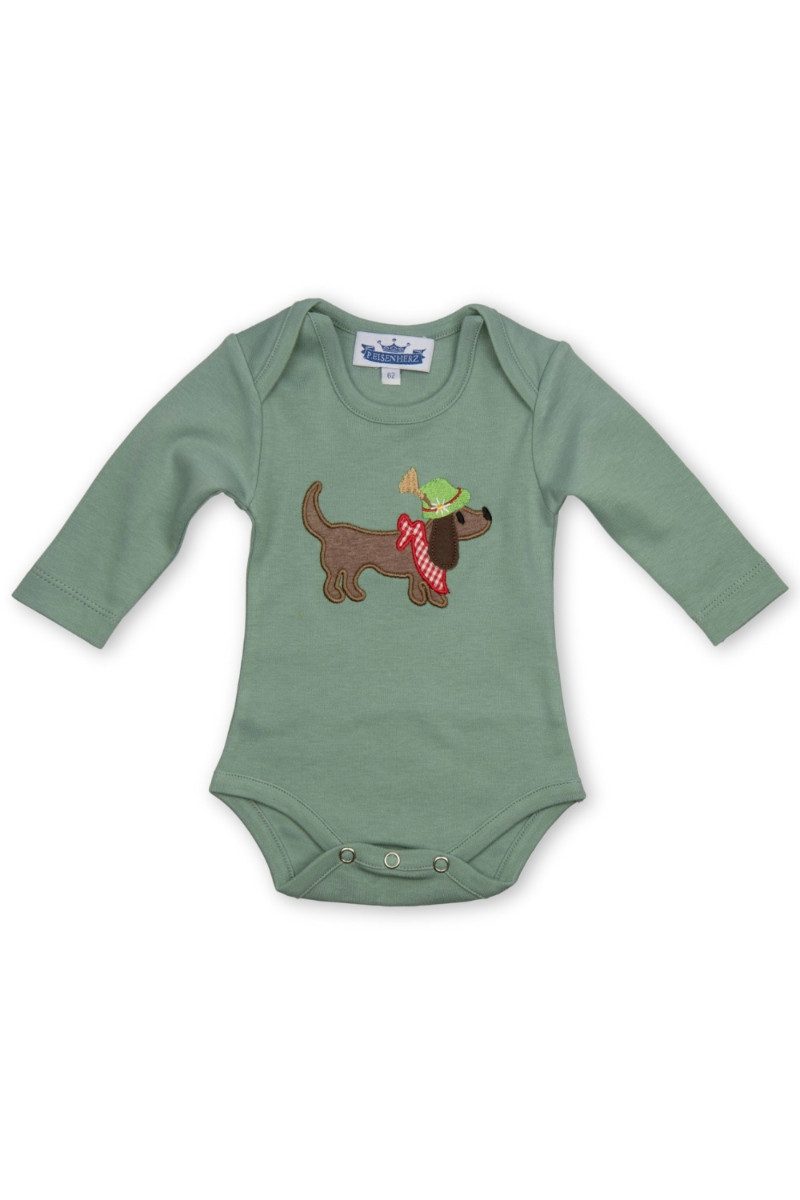P.Eisenherz Trachtenkleid Baby Body - DACKEL - salbeigrün