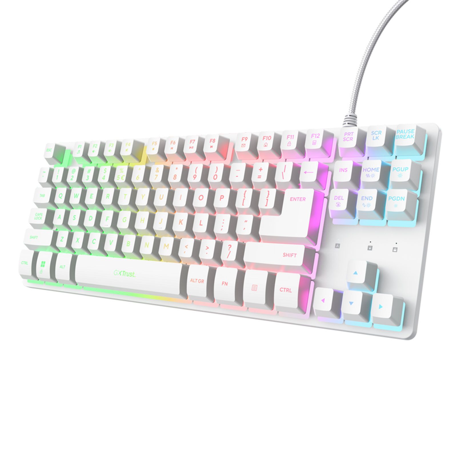 Trust GXT 833PS Thado TKL Tastatur (Gaming, USB Membran Switch, QWERTY, Tenkeyless, LED, Weiß)