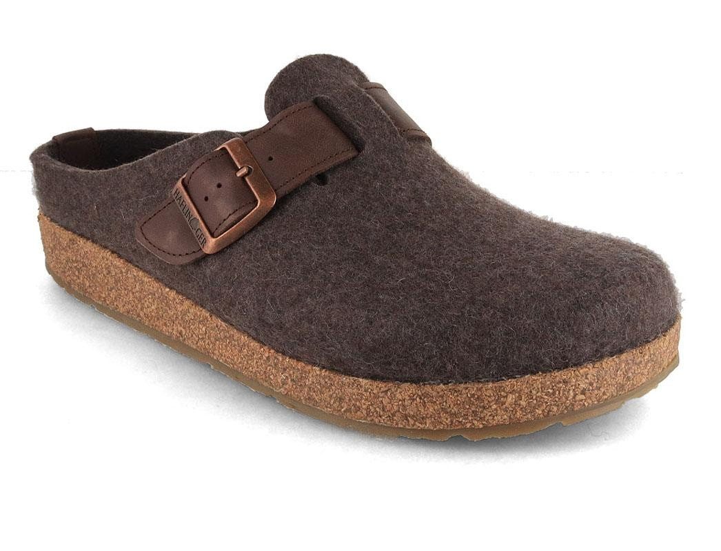 Haflinger Filzclog Grizzly Chicago Hausschuh verstellbarer Lederriemen