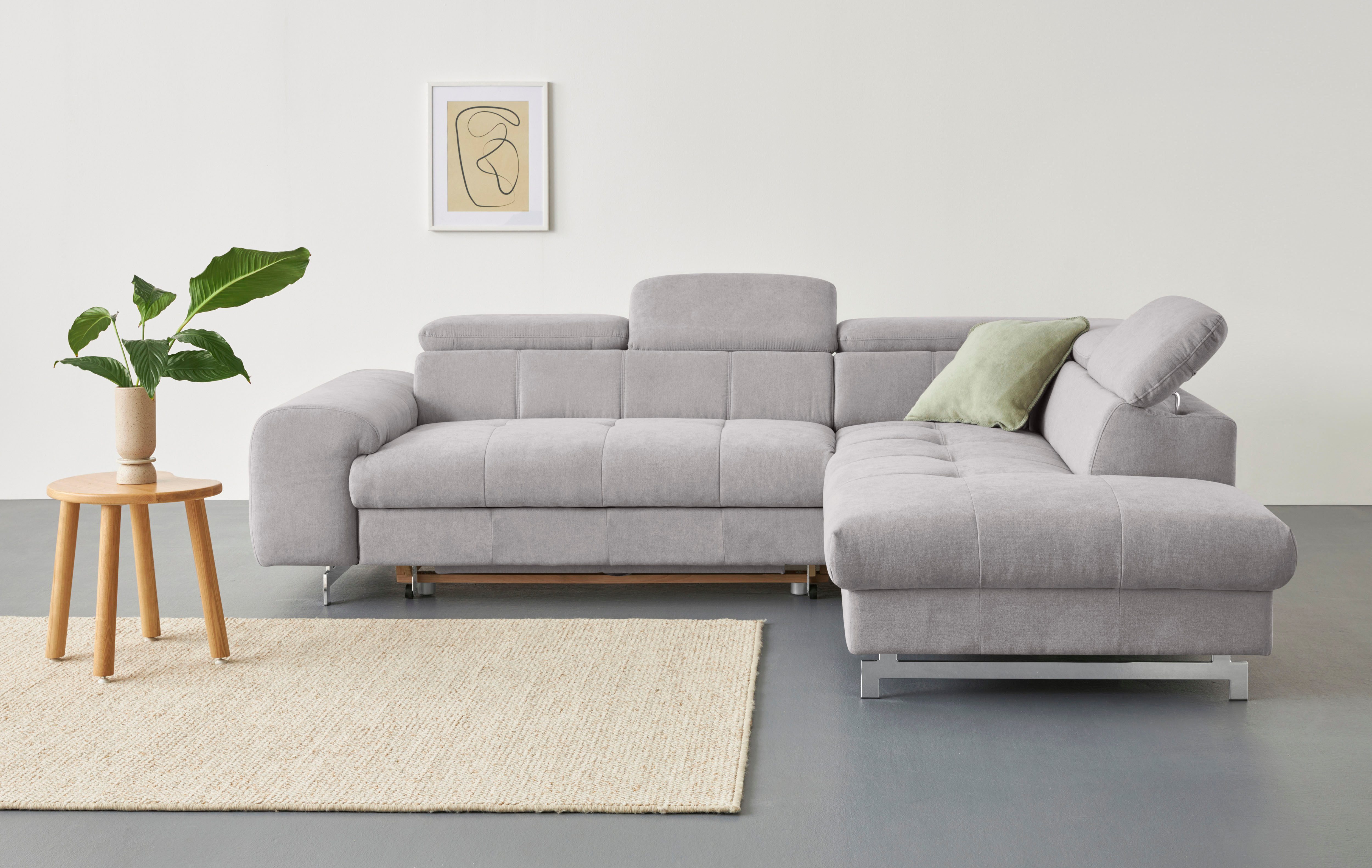 COTTA Ecksofa Chef bequem, tolle Verarbeitungsdetails, Breite 262cm, L-Form, mit Kopfteilverstellung, edle Metallkufen, optional …