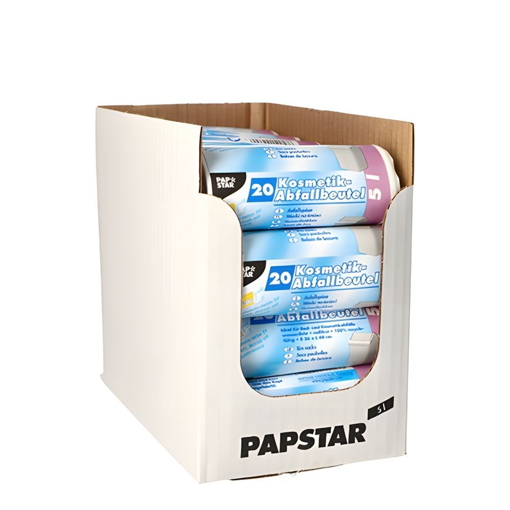 PAPSTAR Müllbeutel 20x Müllbeutel mit Tragegriffen HDPE 20 l 48 x 47cm transparent 12 my