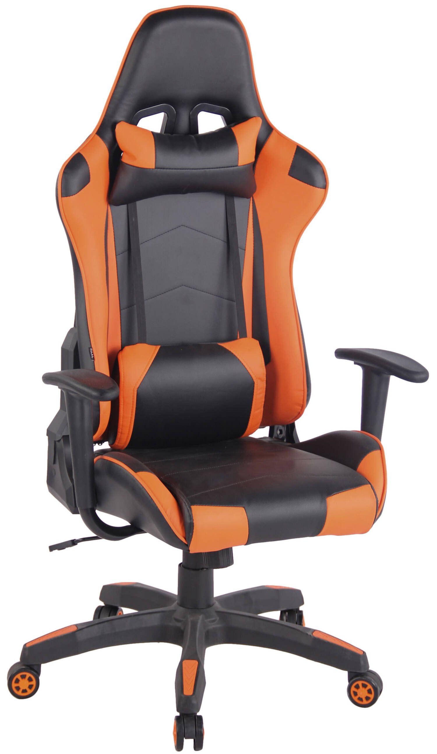 Racingstuhl, 360° mit schwarz Gaming-Stuhl (Schreibtischstuhl, Chefsessel), TPFLiving - und Kunststoff höhenverstellbar drehbar Gestell: - Sitzfläche: bequemer schwarz/orange Mirage Gamingstuhl, Rückenlehne Drehstuhl, Kunstleder