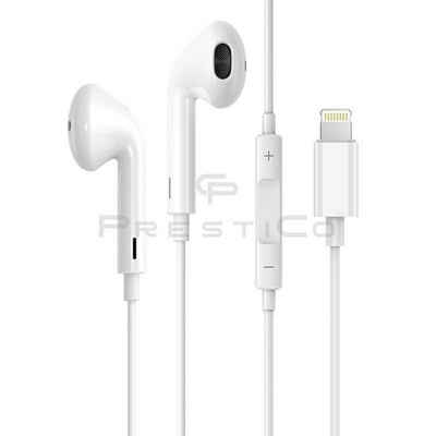 PrestiCo HF3 mit Lightning-Anschluss Kopfhörer Weiß In-Ear-Kopfhörer (Kabelgebunden, In-Ear-Kopfhörer, Intergrierte Steuerung für Anrufe und Musik, kabelgebunden, LIGHTNING headset, Lightning-Ohrhörer, Stereo-Kopfhörer, für iPhone Apple Earpods)