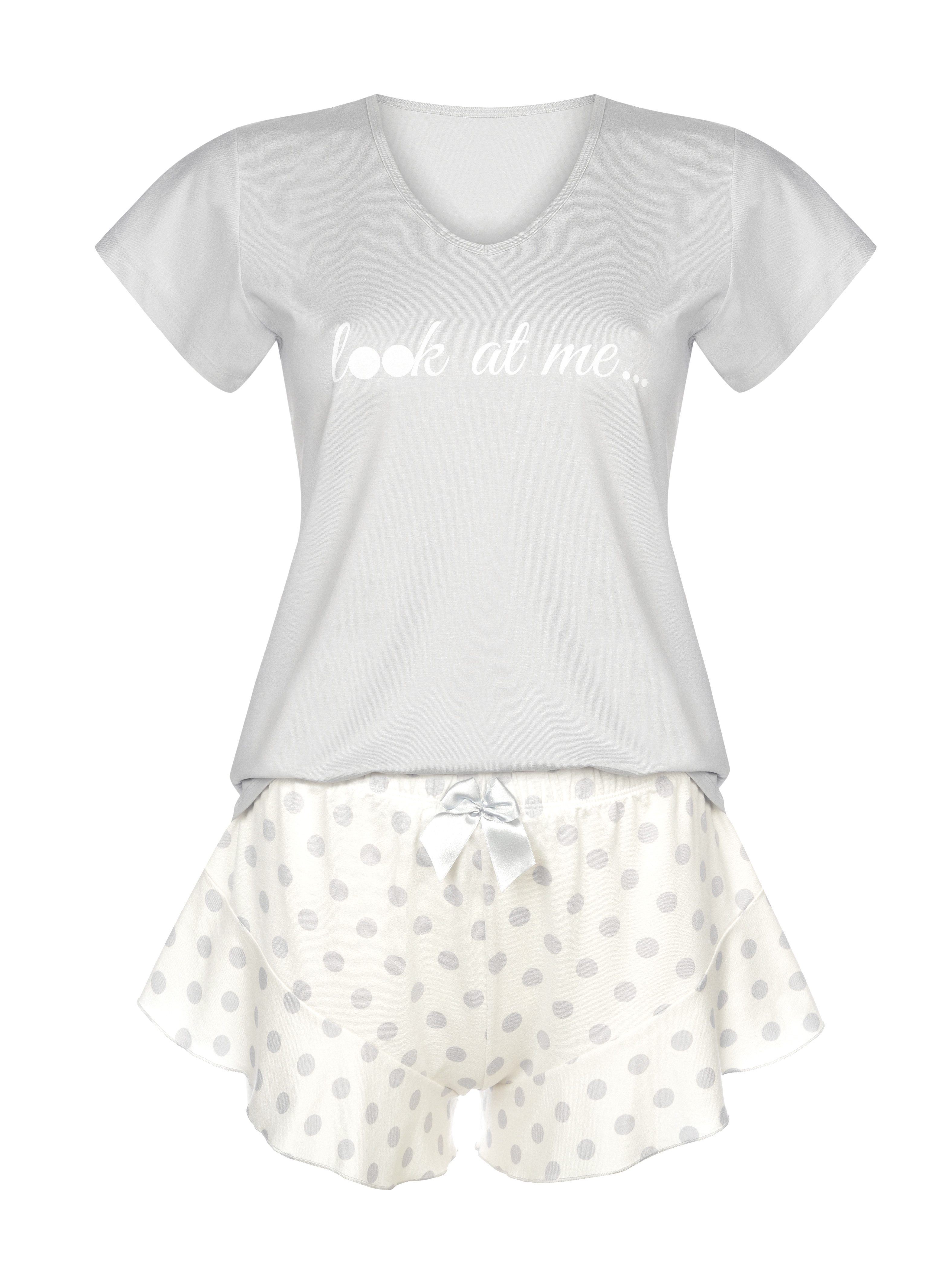 Donna Shorty kurzer Schlafanzug mit Motivdruck (2 tlg) gepunktete Pyjama-Ho günstig online kaufen