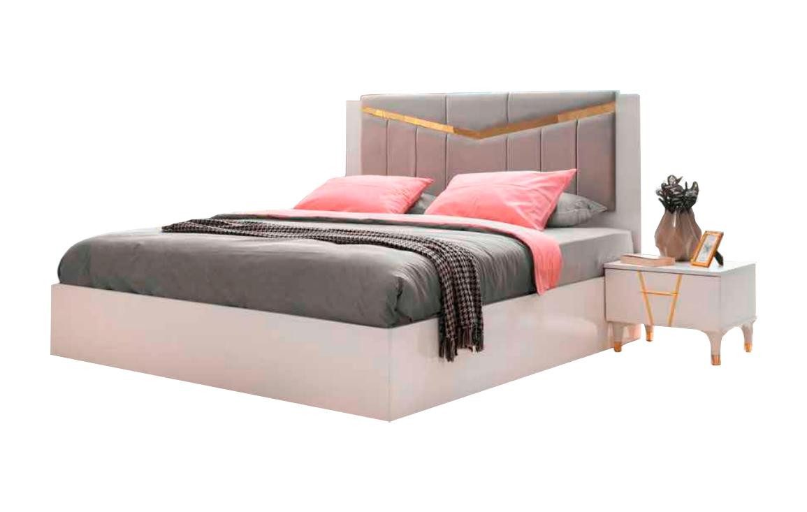 JVmoebel Bett Modern Schlafzimmer Bett Doppelbett Weiß Einafarbig Rechteckig (1-tlg., Nur Bett), Made in Europa