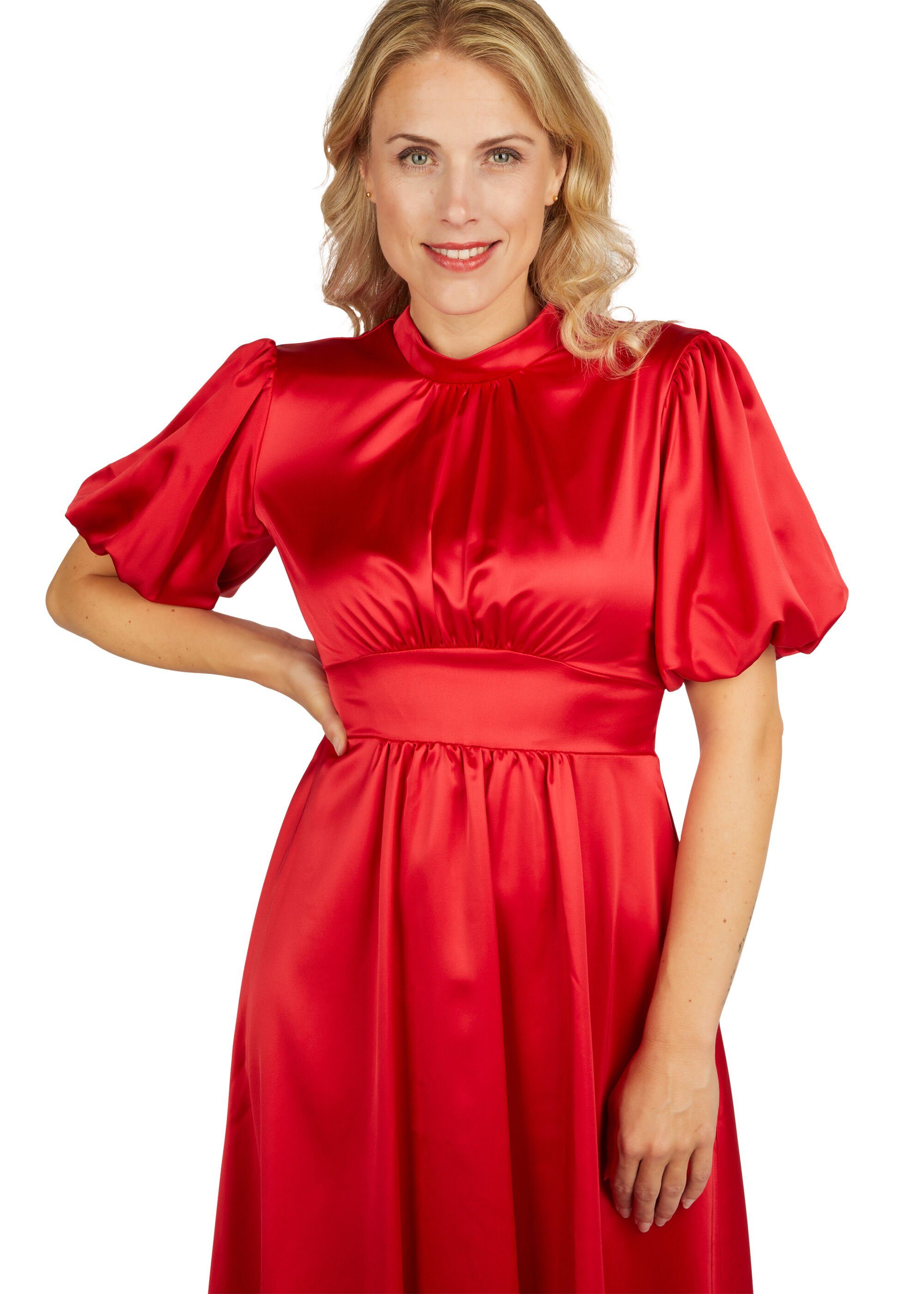 Abendkleid Satin aus Kleo mit Abendkleid RED POPPY Bindeschleife