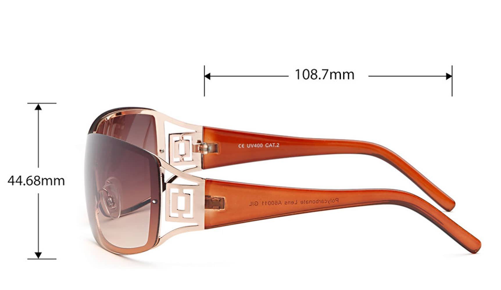 Brille 1-St) Eyewear Monoscheibensonnenbrille Oval (Packung, Sonnen Braun Bügel Dunkel verziertem mit Damen BEZLIT Retro