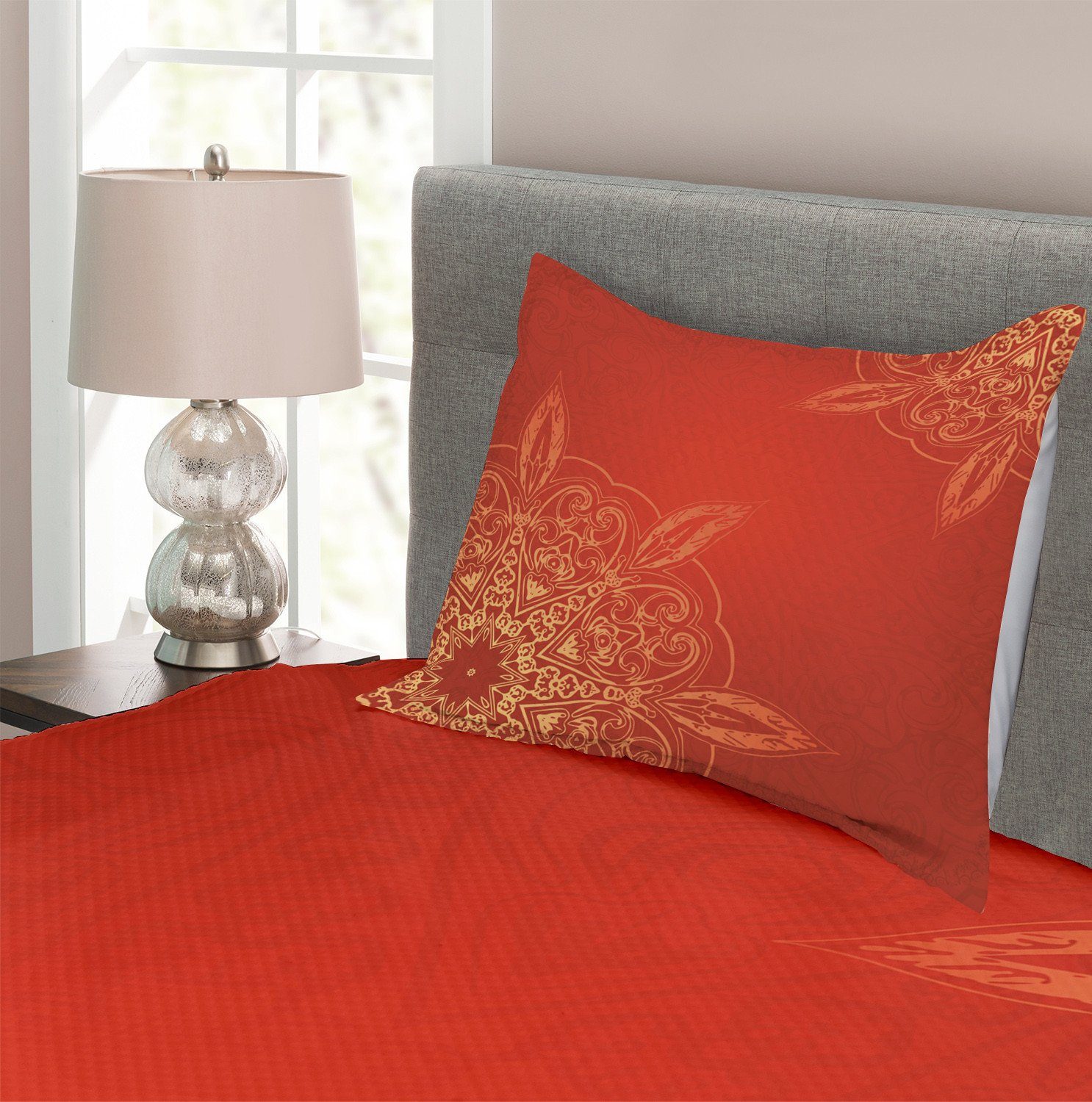 Kissenbezügen Design Abakuhaus, romantisches Mandala Set mit Radiant Tagesdecke Waschbar,