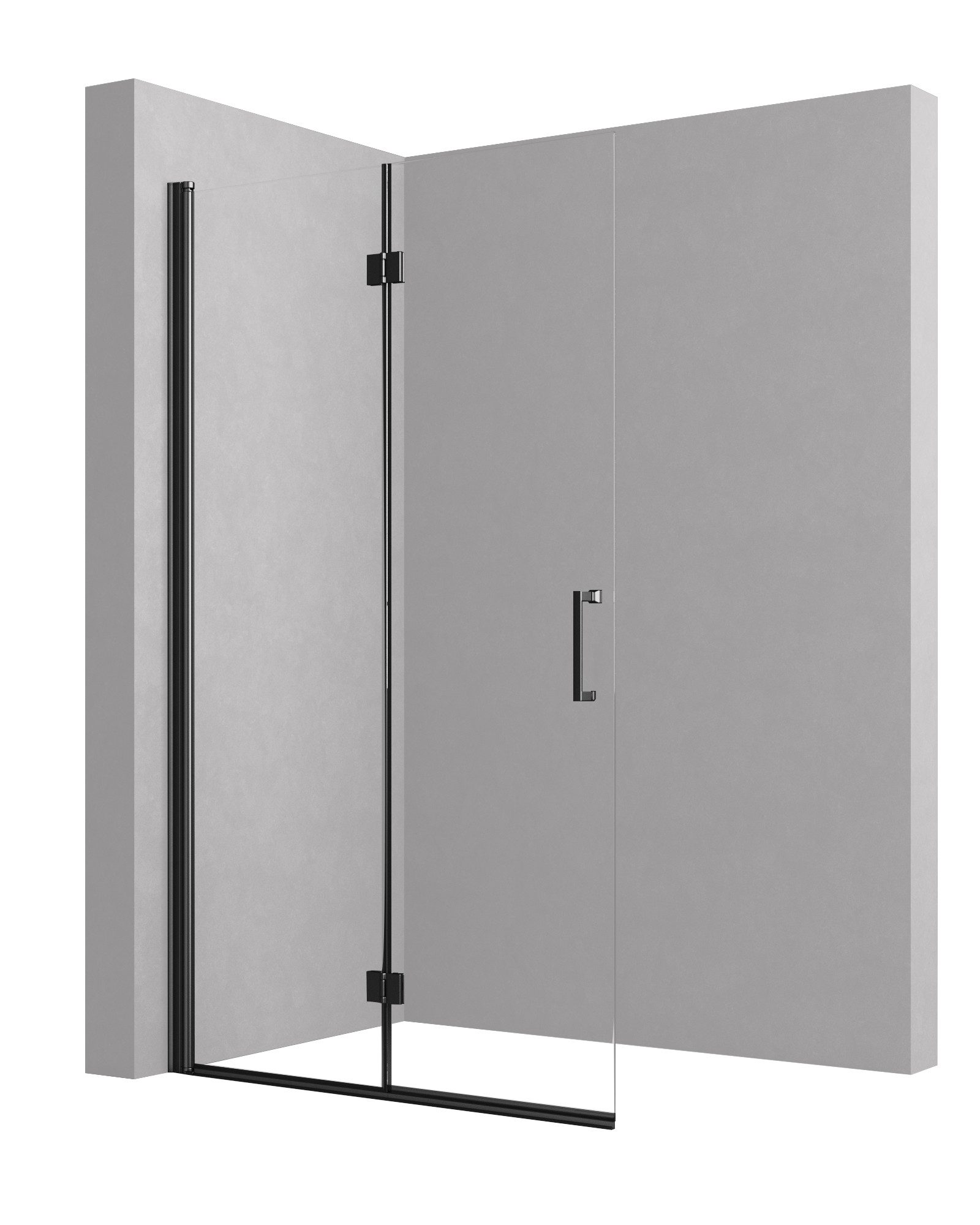 Boromal Walk-in-Dusche Schwarz Duschabtrennung faltbar für Dusche Walk In Duschwand, 5mm NANO ESG, (Duschtrennwand Glas, 180º faltbar), mti Duschdichtung, Rechts-und Links montierbar