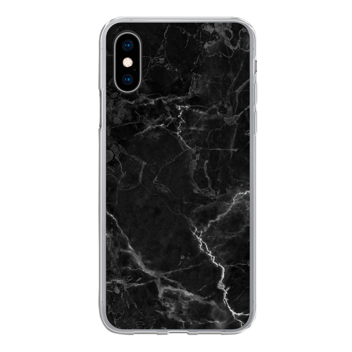 MuchoWow Handyhülle für Apple iPhone X Marmor - Schwarz - Weiß - Textur - Marmoroptik, Smartphone-Bumper, Print, Handy Schutzhülle Dünn