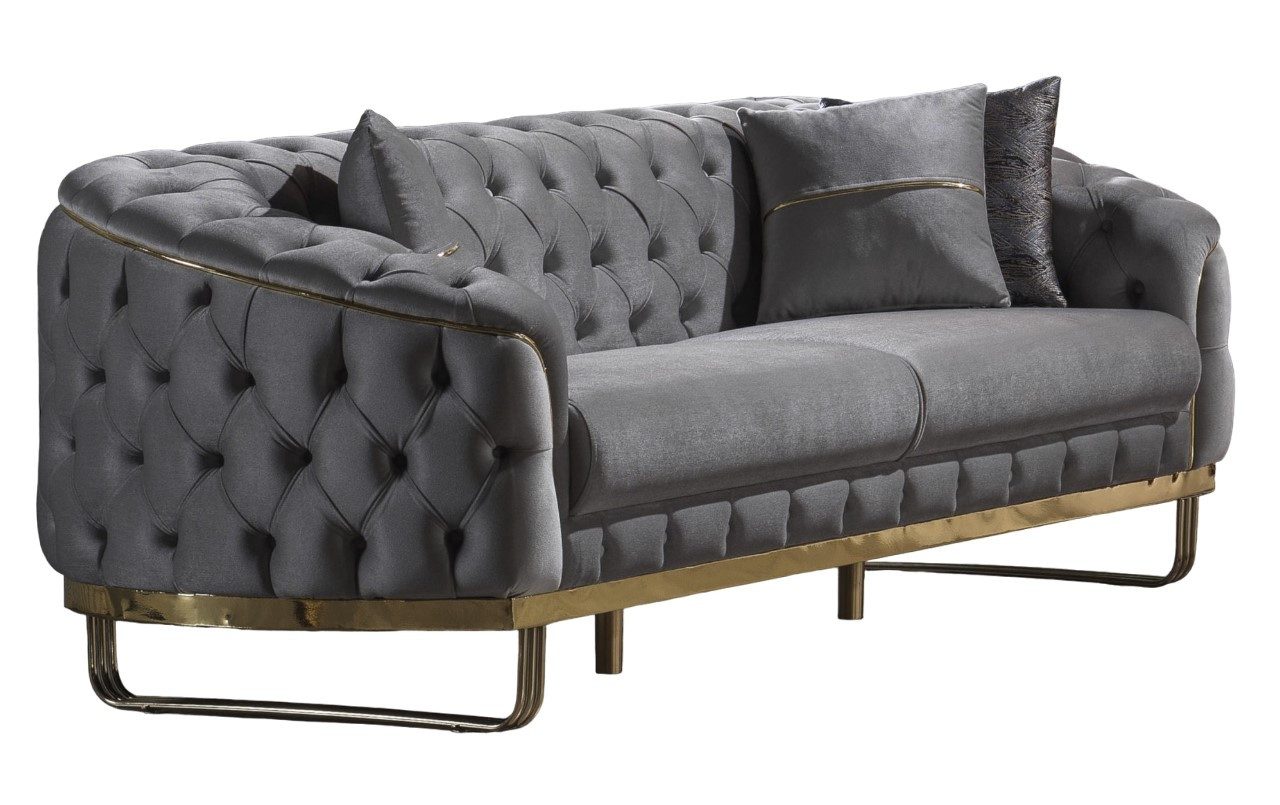 Villa Möbel Sofa Bellezza, 3-Sitzer 1 Teile, Hand Made Quality, pflegeleichter Mikrofasersamtstoff