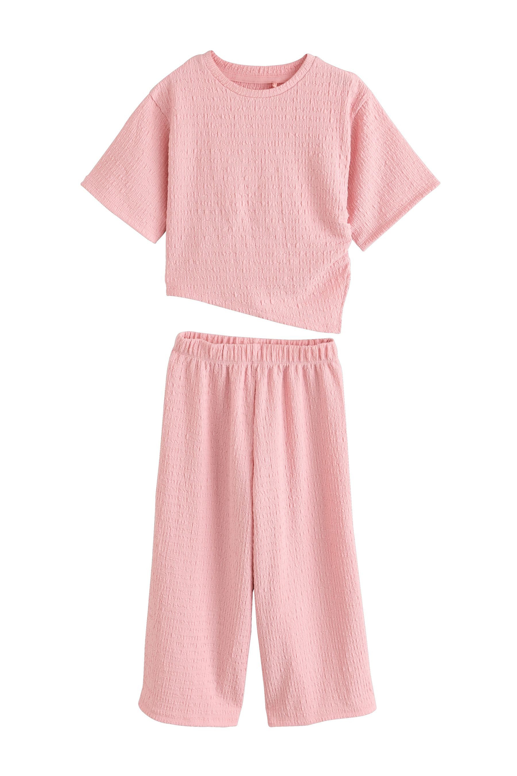 Next T-Shirt Asymmetrisches T-Shirt und weite Hose im Set (2-tlg)
