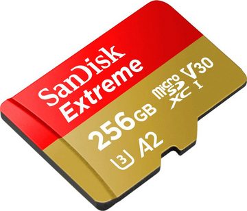 Sandisk Extreme® microSDXC™-UHS-I-Karte Speicherkarte (256 GB, Video Speed Class 30 (V30)/UHS Speed Class 3 (U3), 190 MB/s Lesegeschwindigkeit)