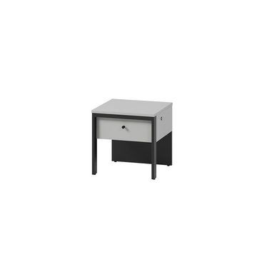 Compleo Nachttisch auf hohen Beinen MIYA grau/schwarz, Breite 40 cm, mit LED-Beleuchtung