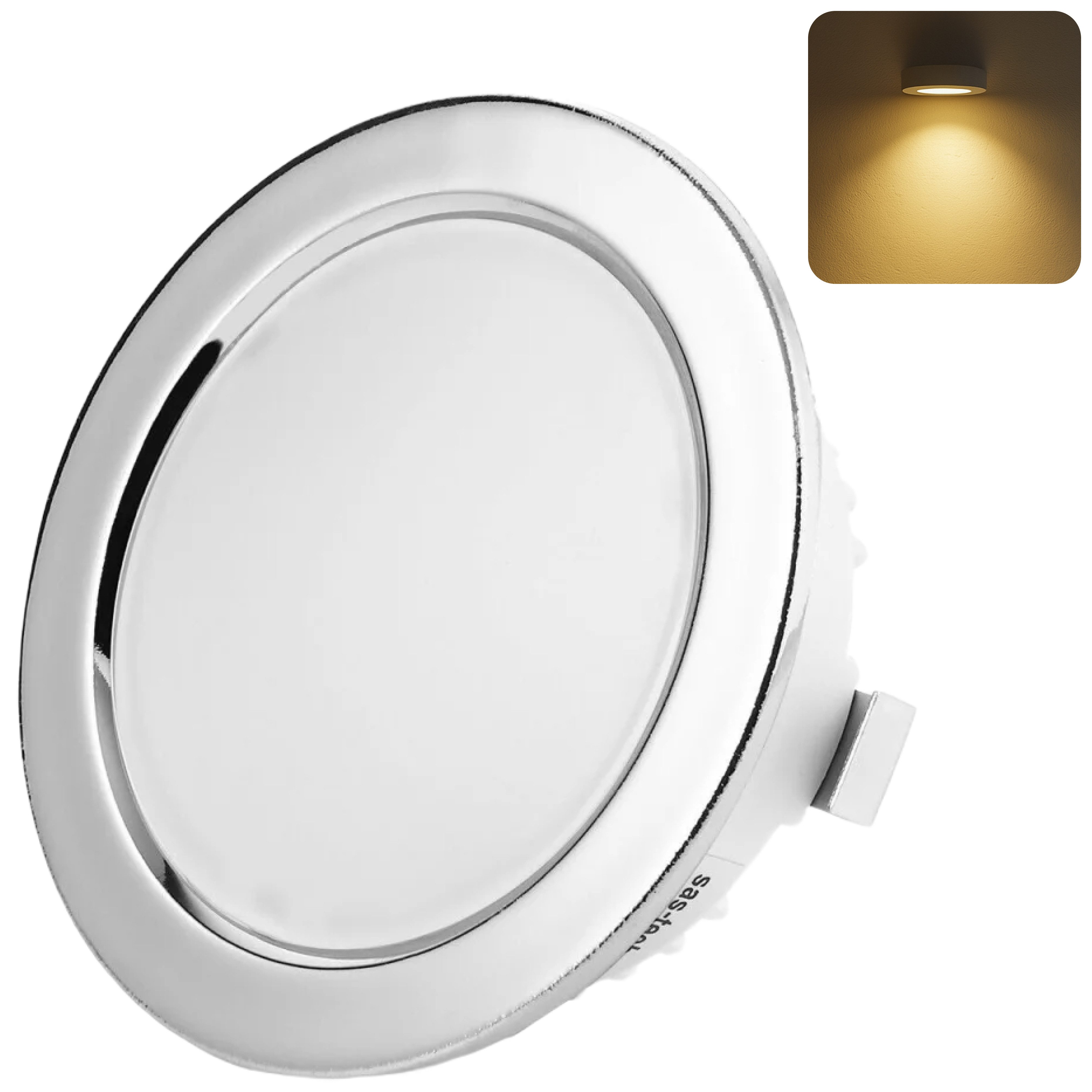 Sweet LED LED Einbaustrahler 3,5W 230V IP44 Chrom 3000K Flach 21mm Mini Möbel Einbauspots Bad, LED fest integriert, 3000K - warmweiß, Deckenspots, Ø 65 mm, Einbauleuchten