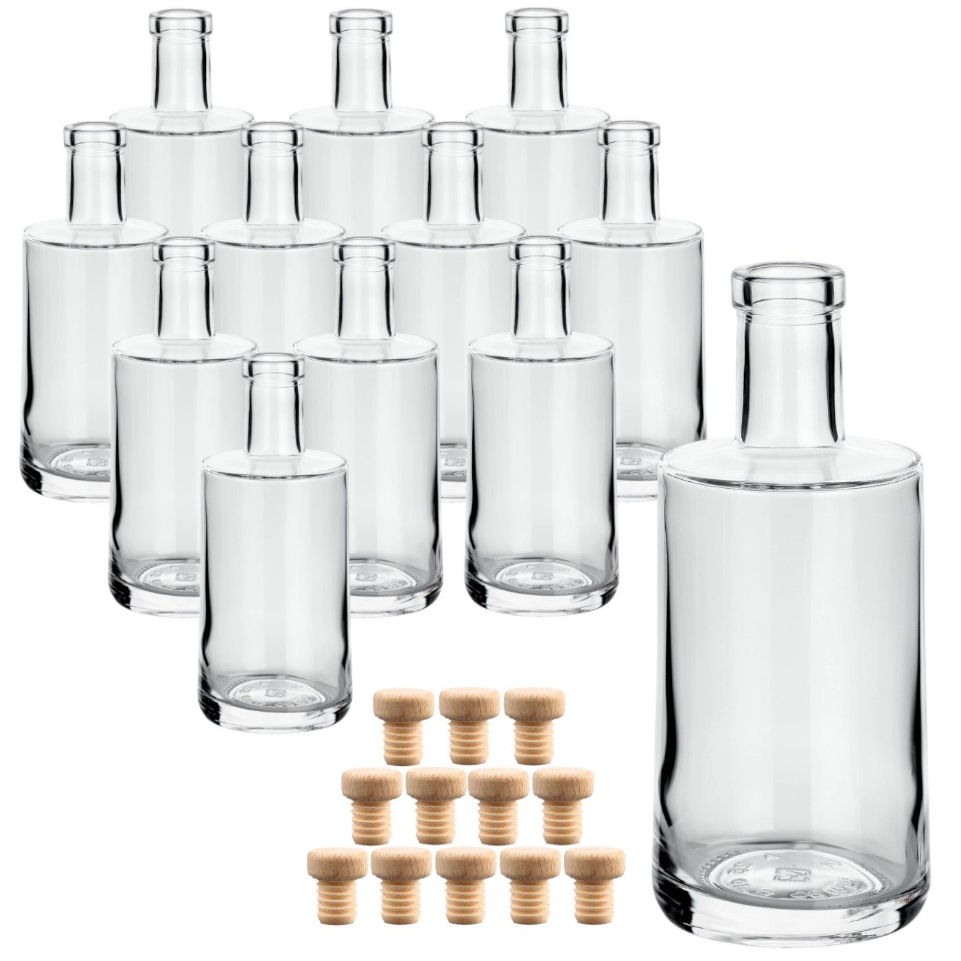 Trinkflasche Glasflasche 250 ml Prim mit Korken - Schöne Flasche 0,25 l