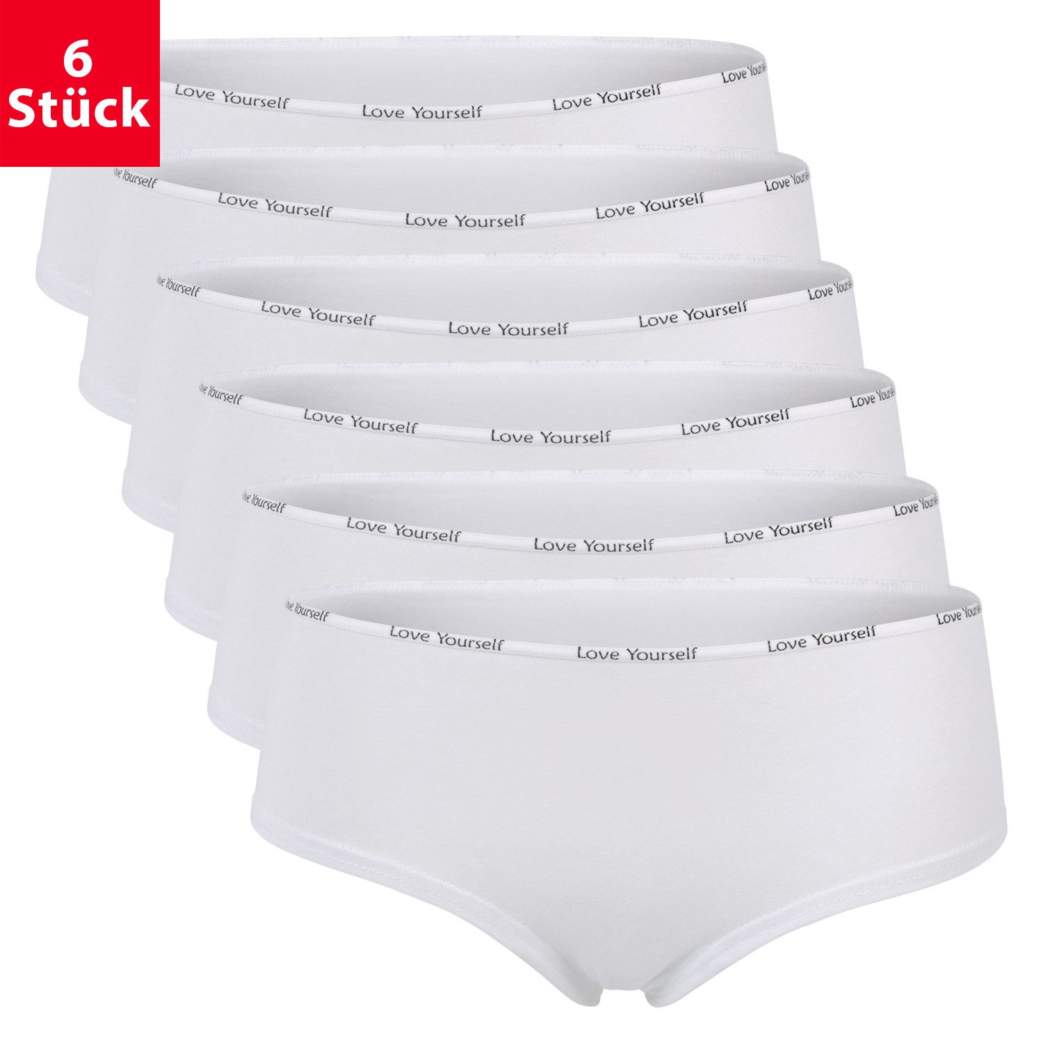 Panty Damen Panty Slip (6er Pack) mit Ziergummi & Schriftzug