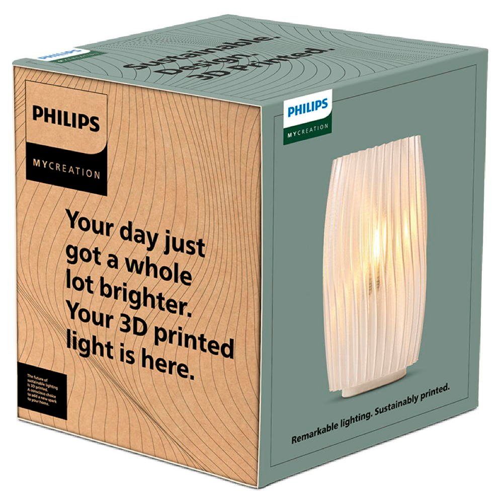 Philips Tischleuchte 3D-Druck Tischleuchte Angabe, Tischleuchte, Leuchtmittel Three Nein, Transparent, keine enthalten: Jagg in Nachttischlampe, warmweiss, Weiß und Mycreation Tischlampe