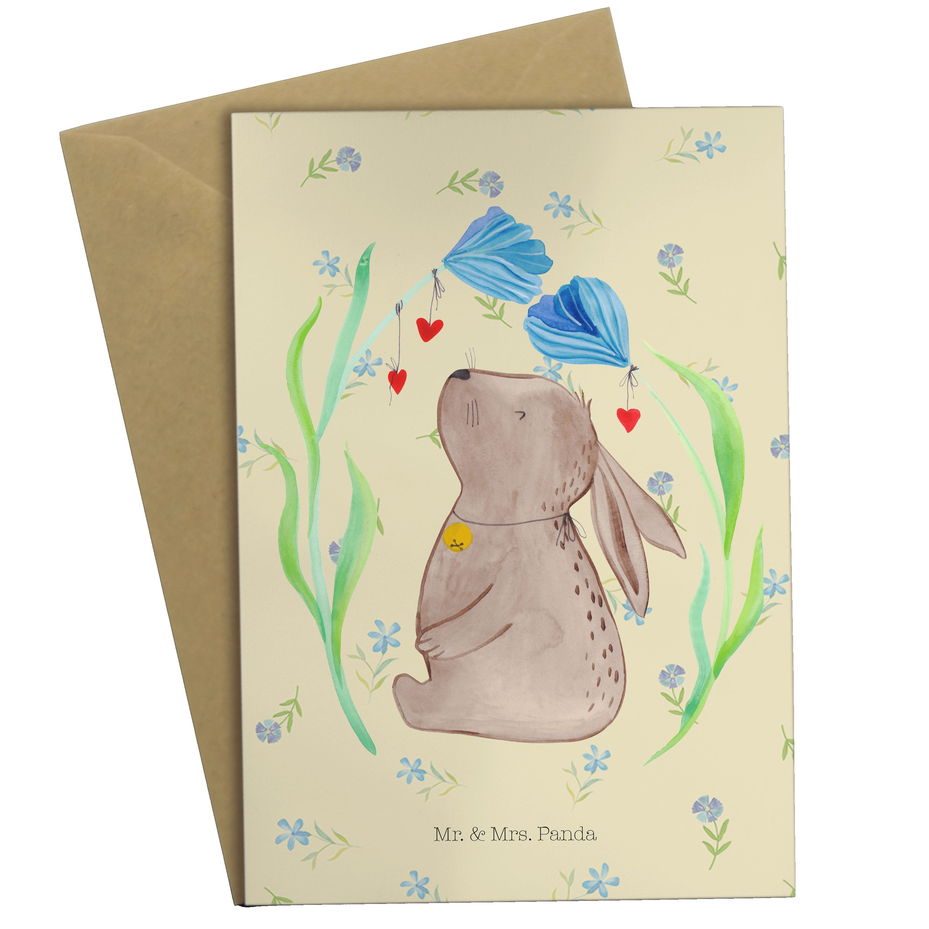 Mr. & Mrs. Blume Grußkarte Geschenk, - Blumig - Einladungskarte, Geburtstag, Panda Glückwu Hase