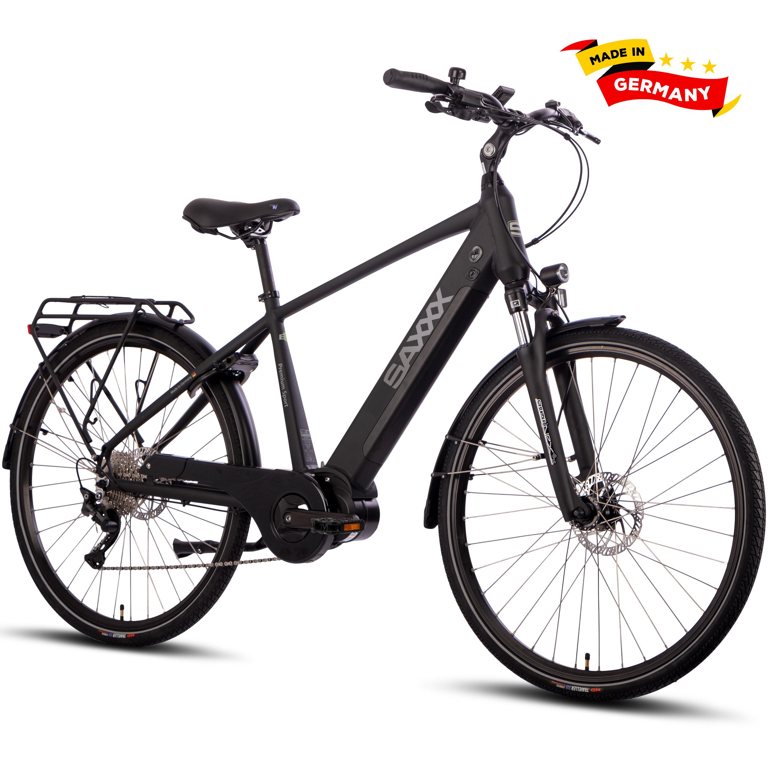SAXXX E-Bike Trekkingrad Damen/Herren 28'' Pedelec, SAXXX PSD, 522Wh, max. 110km, 5 Modi, 10 Gang SHIMANO Deore Schaltwerk, Kettenschaltung, Mittelmotor, 522 Wh, (mit abnehmbarem Akku, zu 95 % vormontiert), 25km/h, E-Cityrad, hydr. Scheibenbremsen, max. Z