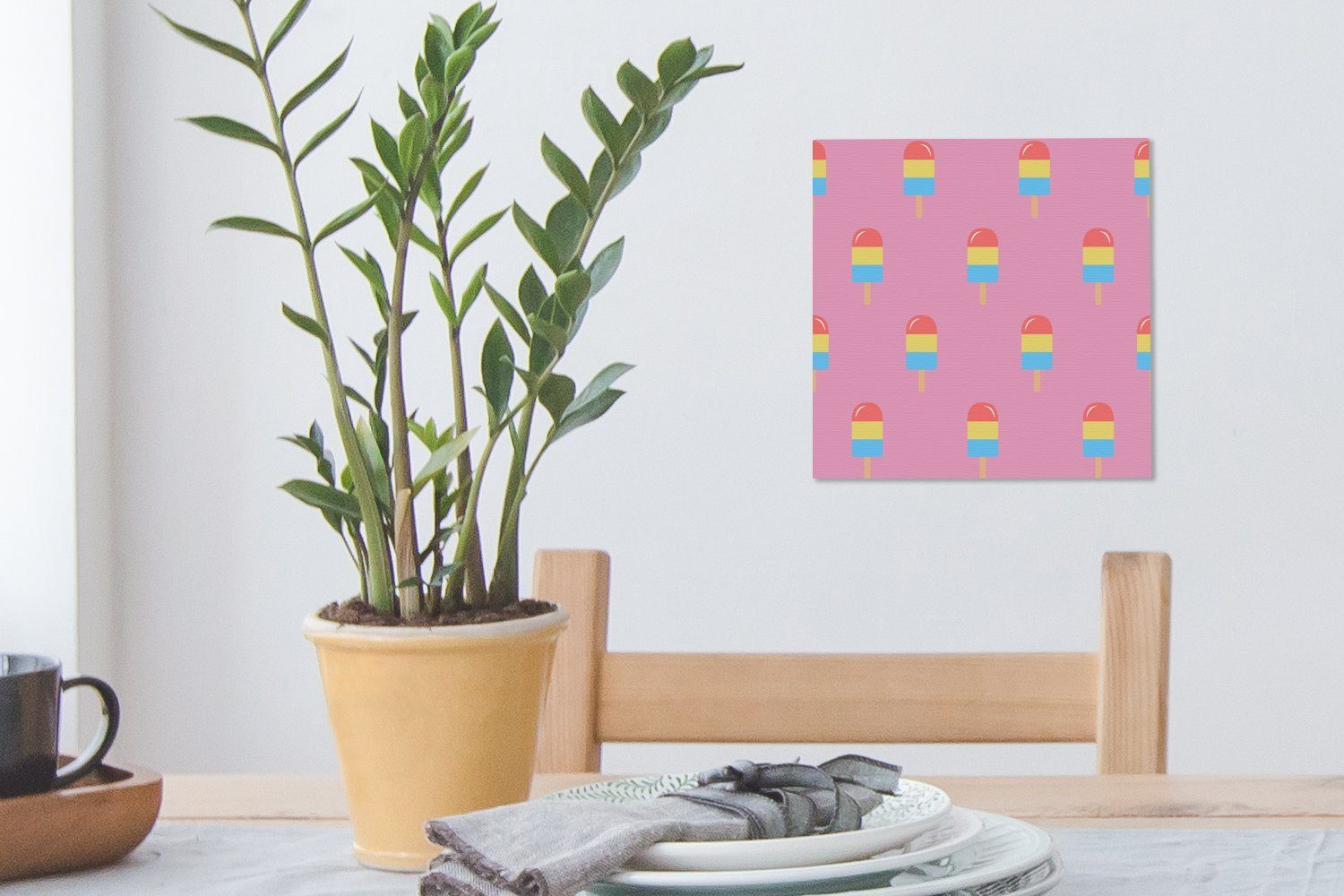 Muster Schlafzimmer Leinwandbild für OneMillionCanvasses® Rosa Bilder - (1 Wohnzimmer - Eis Farben, St), Leinwand -