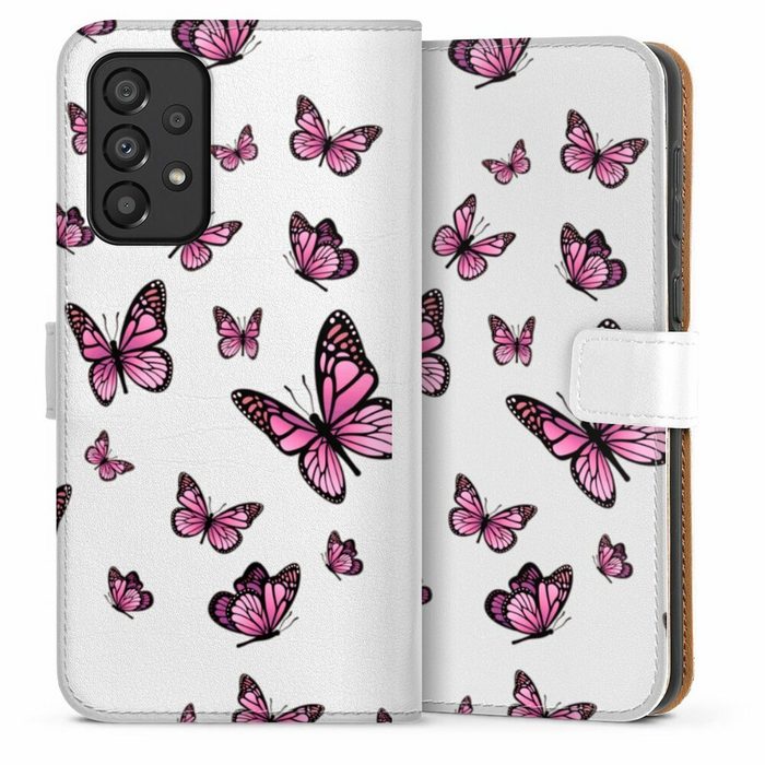 DeinDesign Handyhülle Schmetterling Muster Motiv ohne Hintergrund Schmetterlinge Pink Samsung Galaxy A33 5G Hülle Handy Flip Case Wallet Cover