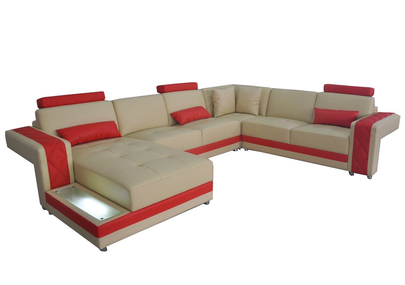 Wohnlandschaft Eck Design U-Form Sofa Modern Couch Ledersofa Ecksofa, JVmoebel