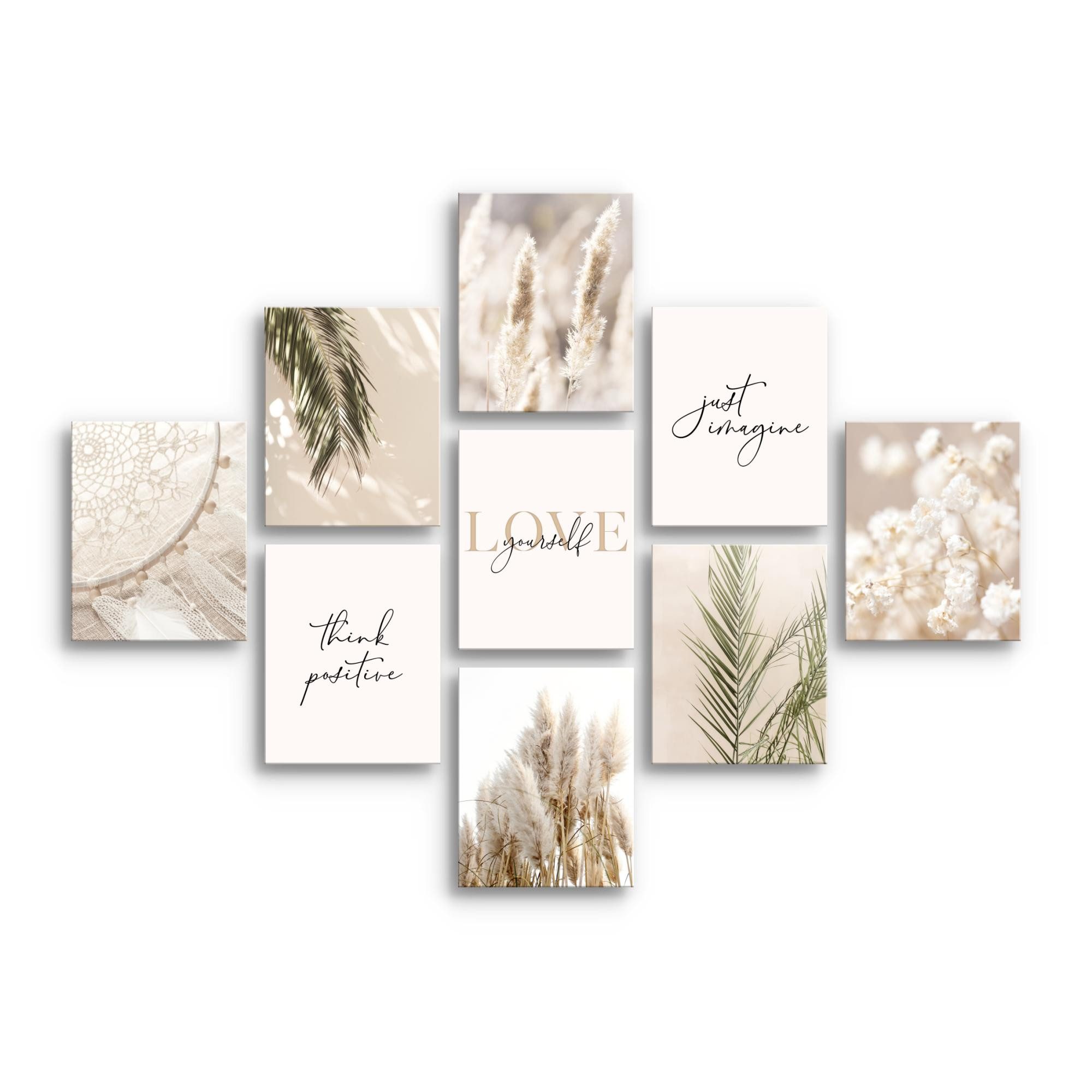 Novart Wandbild Wandbilder Wohnzimmer Boho Natur AUFHÄNGFERTIG 100x70 cm, L günstig online kaufen