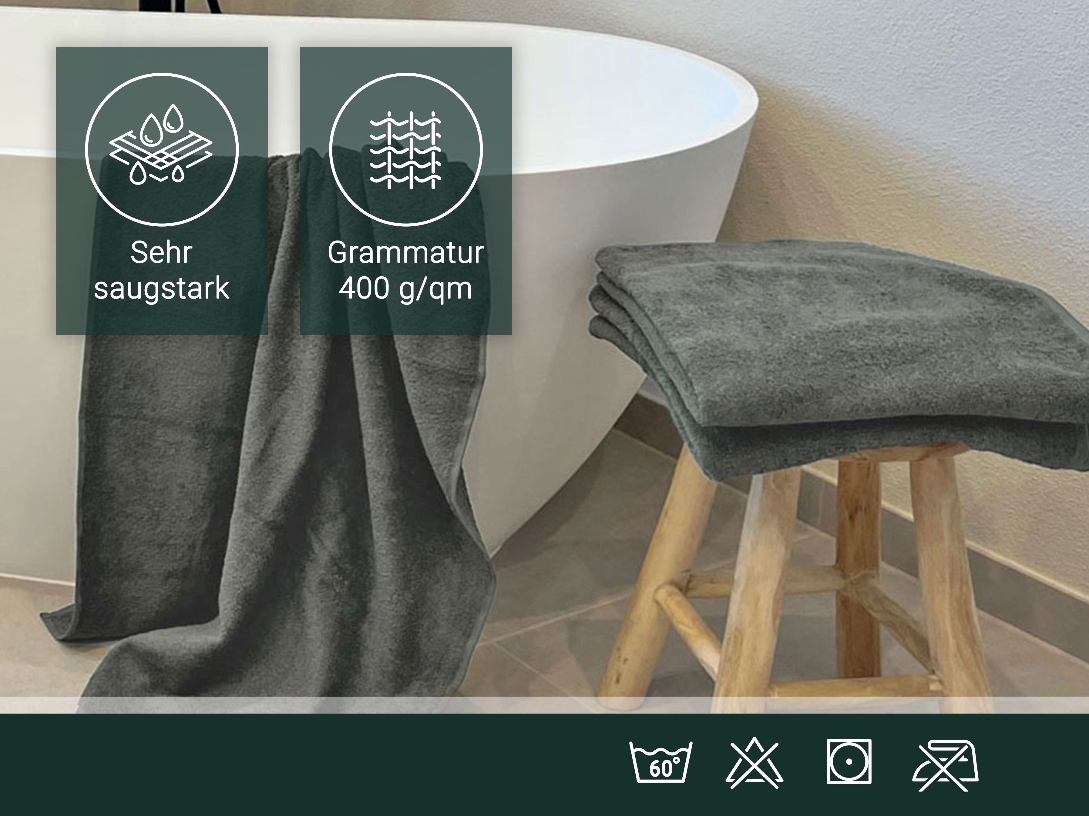 ZOLLNER Duschtücher, Walkfrottier (3-St), Robust, langlebig, günstig online kaufen