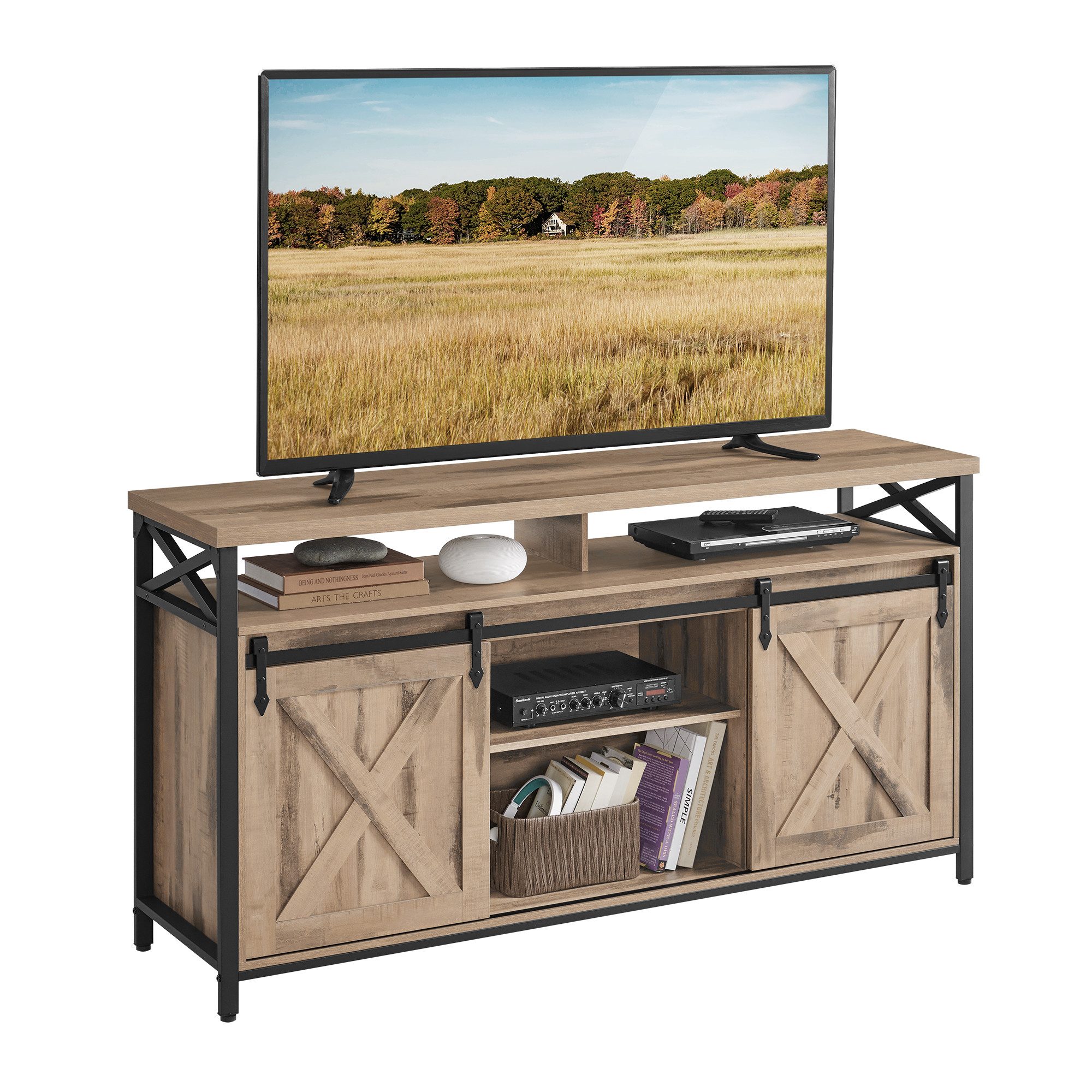 VASAGLE Lowboard, mit verstellbaren Ablagen, Metallgestell Lange 147cm günstig online kaufen