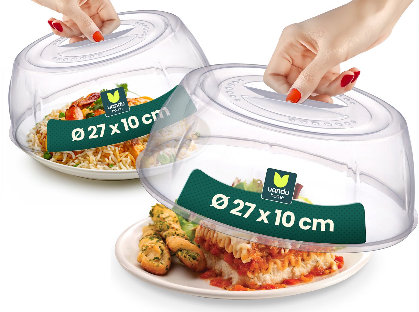 uandu home Mikrowellenbehälter Mikrowellen Abdeckung, Mikrowellengeschirr, Microwellenabdeckungen, (Küche Aufbewahrung & Organisation, Microwellengerät, Abdeckhaube, Microwave Cover, 2-tlg., Ø 27x10 cm)