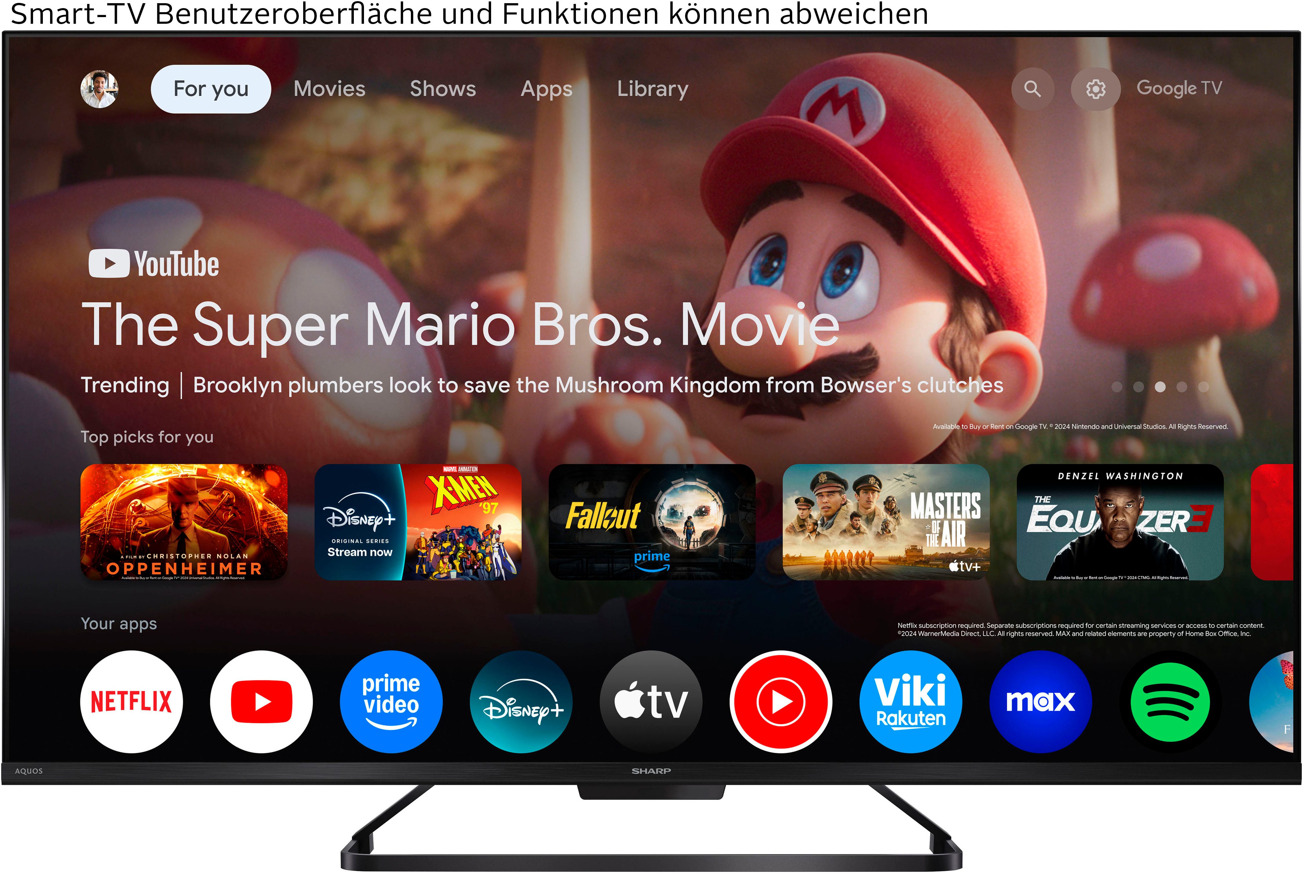 Sharp 4T-C43HRx QLED-Fernseher (108 cm/43 Zoll, 4K Ultra HD, Smart-TV, Google TV)