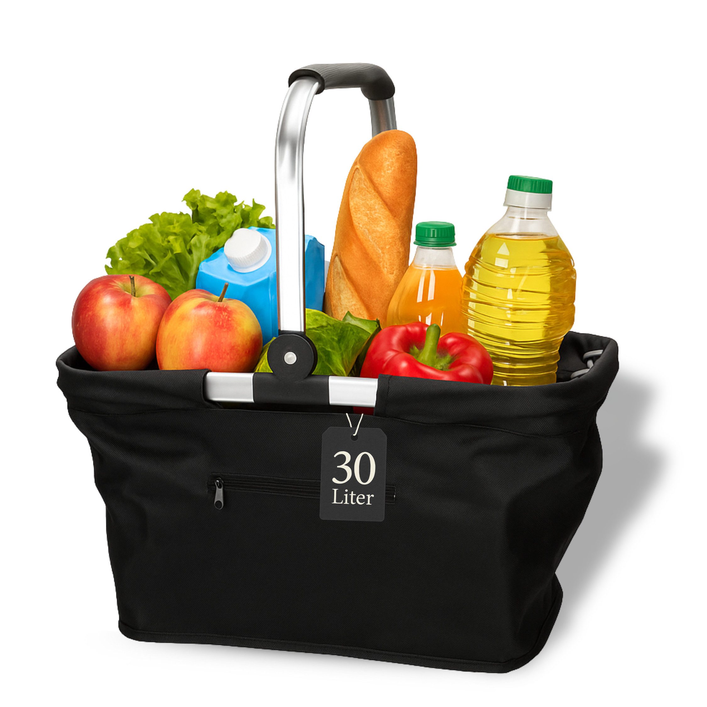 elasto Tragetasche Einkaufskorb mit Henkel ca. 30 L - faltbarer Korb mit Soft Griff