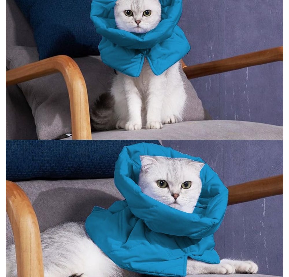 Thumbnail - RWEUOQ Schutzkragen Halskrause Einstellbar Katze Erholung Halsband seeblau M, Für Katzen Wunde Heilung Nach OP das Lecke...