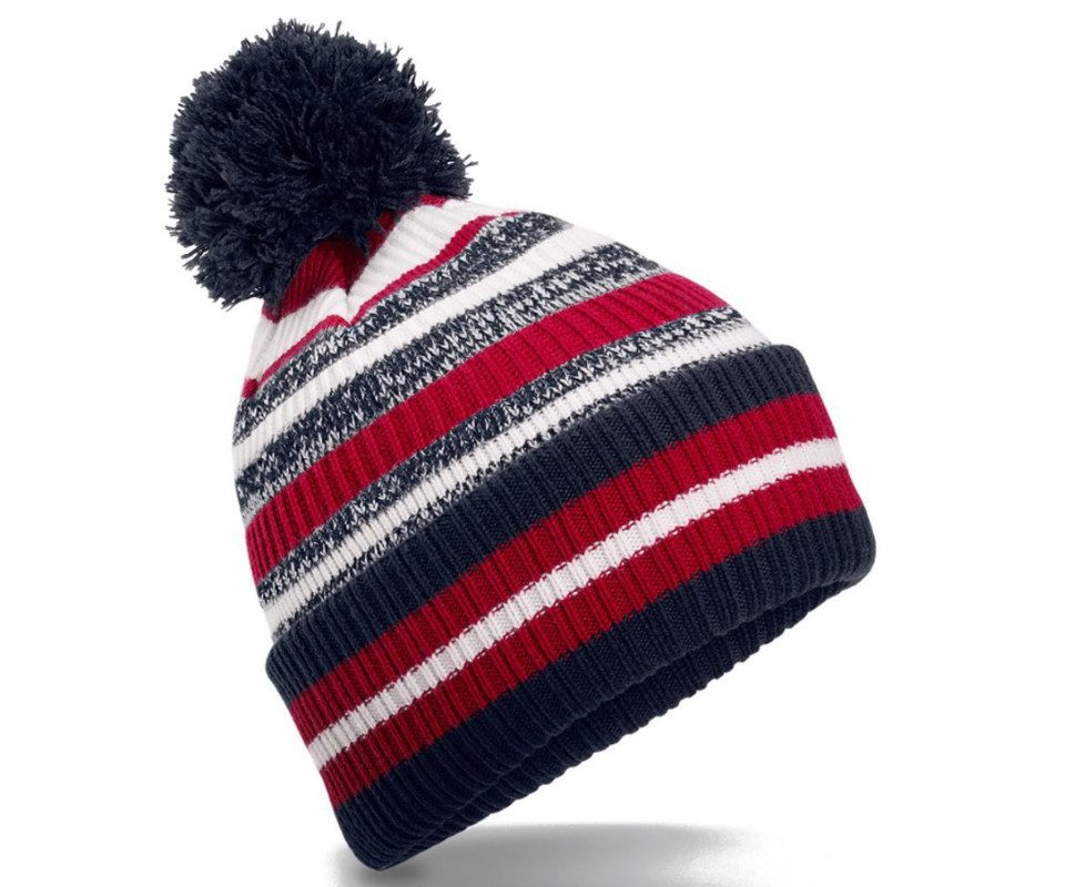 Beechfield® Bommelmütze Strickmütze Herren Damen Skimütze Beanie Strick Mütze