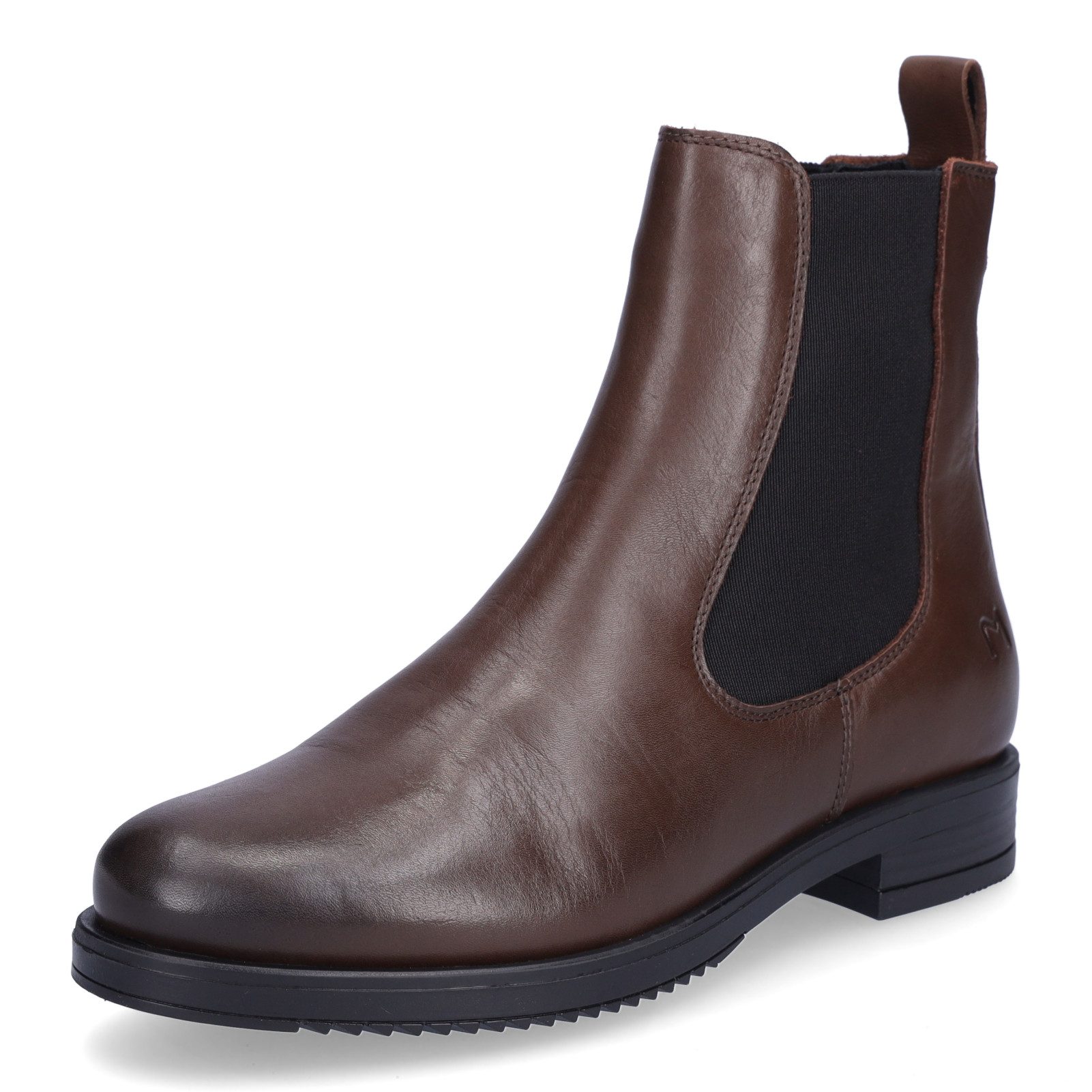 MIDS MARIKA Damen Chelseaboots Glattleder in Kastanienbraun, 15 cm Schaft, Gummisohle & Textilfutter