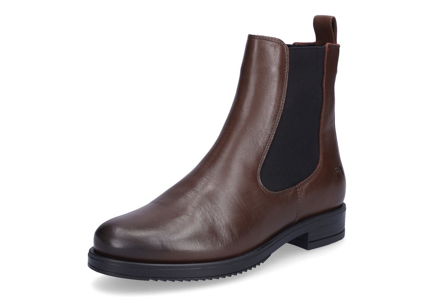 MIDS MARIKA Damen Chelseaboots Glattleder in Kastanienbraun, 15 cm Schaft, Gummisohle & Textilfutter
