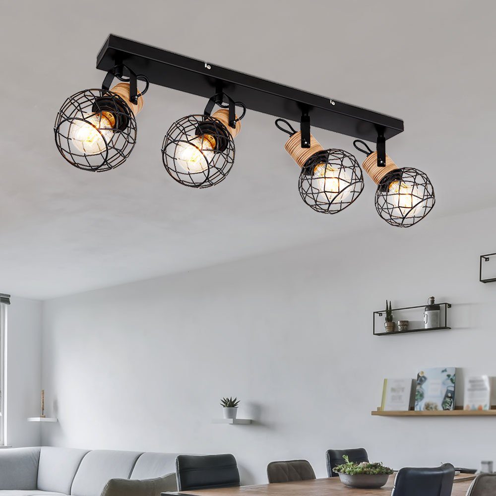 Holz Deckenlampe Spotstrahler beweglich Wohnzimmerleuchte LED Leuchtmittel nicht braun inklusive, Deckenspot, etc-shop