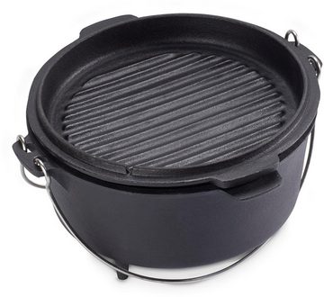 ECHTWERK Schmortopf Dutch Oven, Gusseisen (1-tlg), Feuertopf, Gusseisen BBQ Kochtopf, bereits eingebrannt, 4,9 Liter