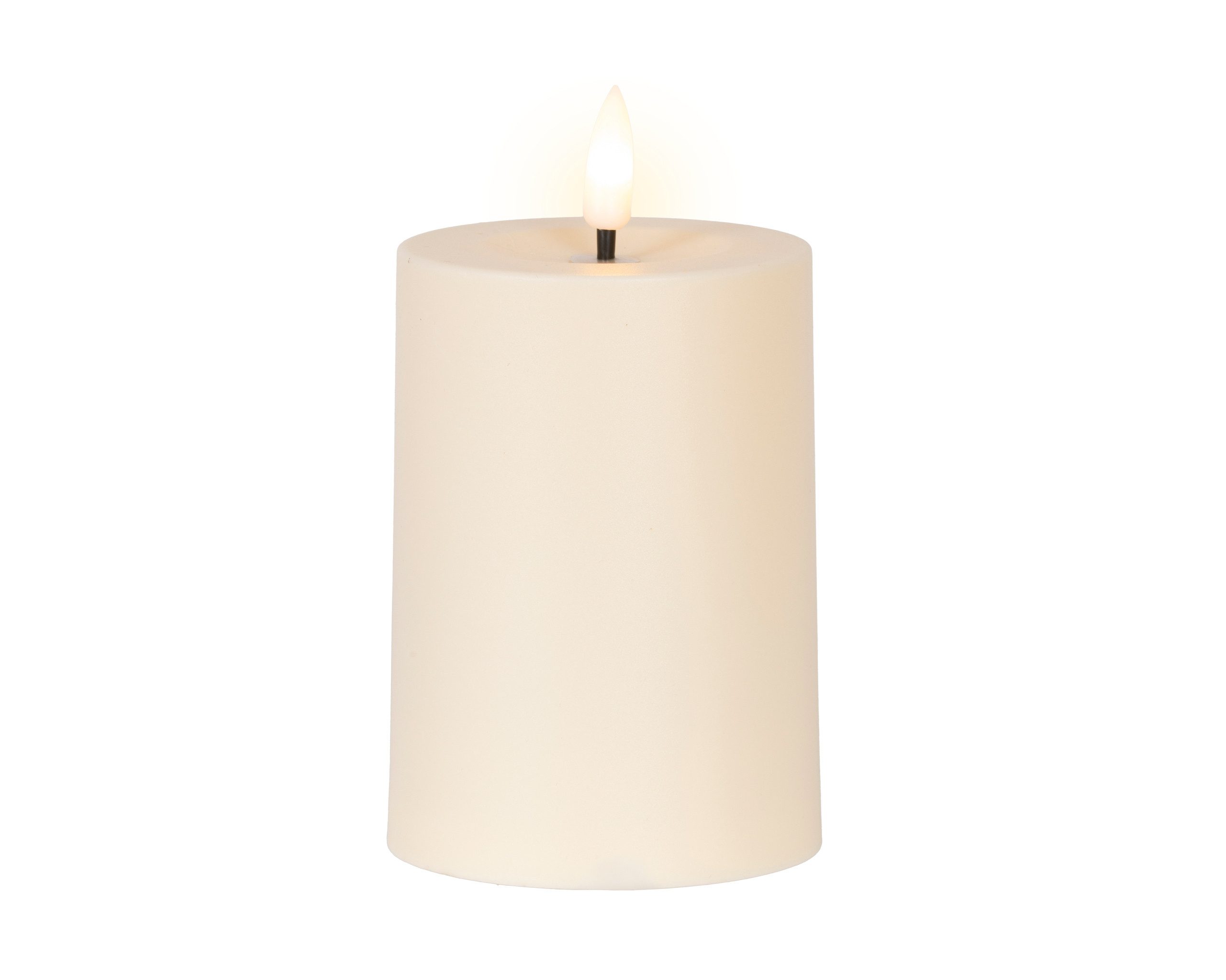 Lumineo Outdoorkerze, Solar LED Kerze Outdoor 7x10cm Kunststoff Creme / Warmweiß